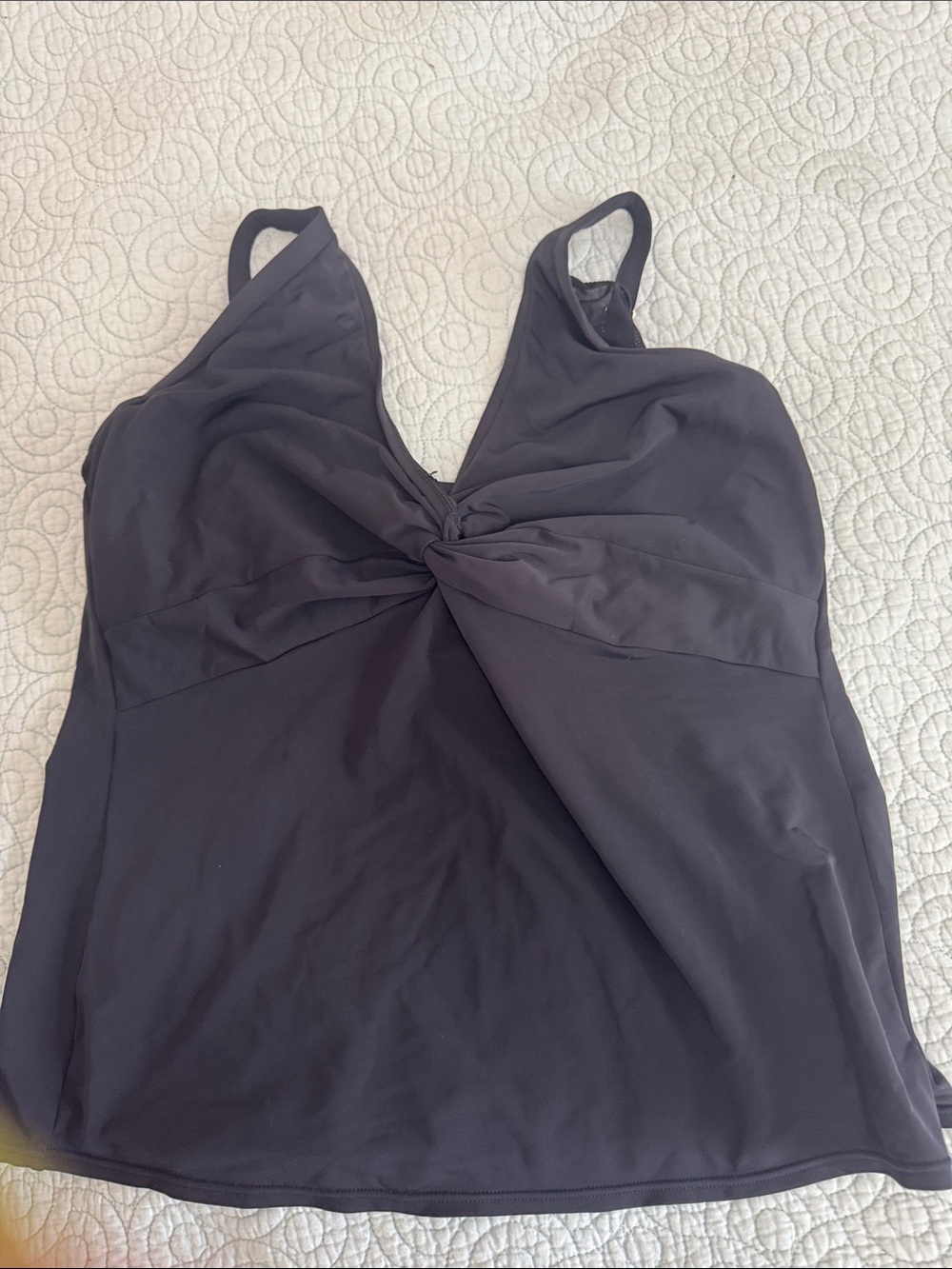 Sunsets Twist-Front Black Tankini Top 38dd